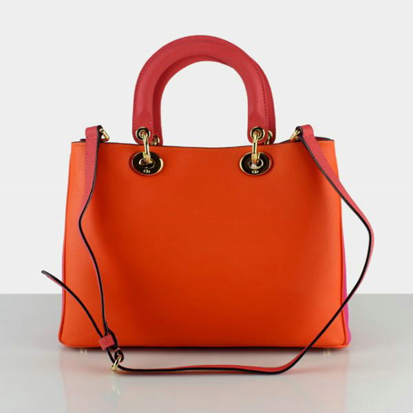 small Christian Dior diorissimo original calfskin leather bag 44374 orange&peach&red